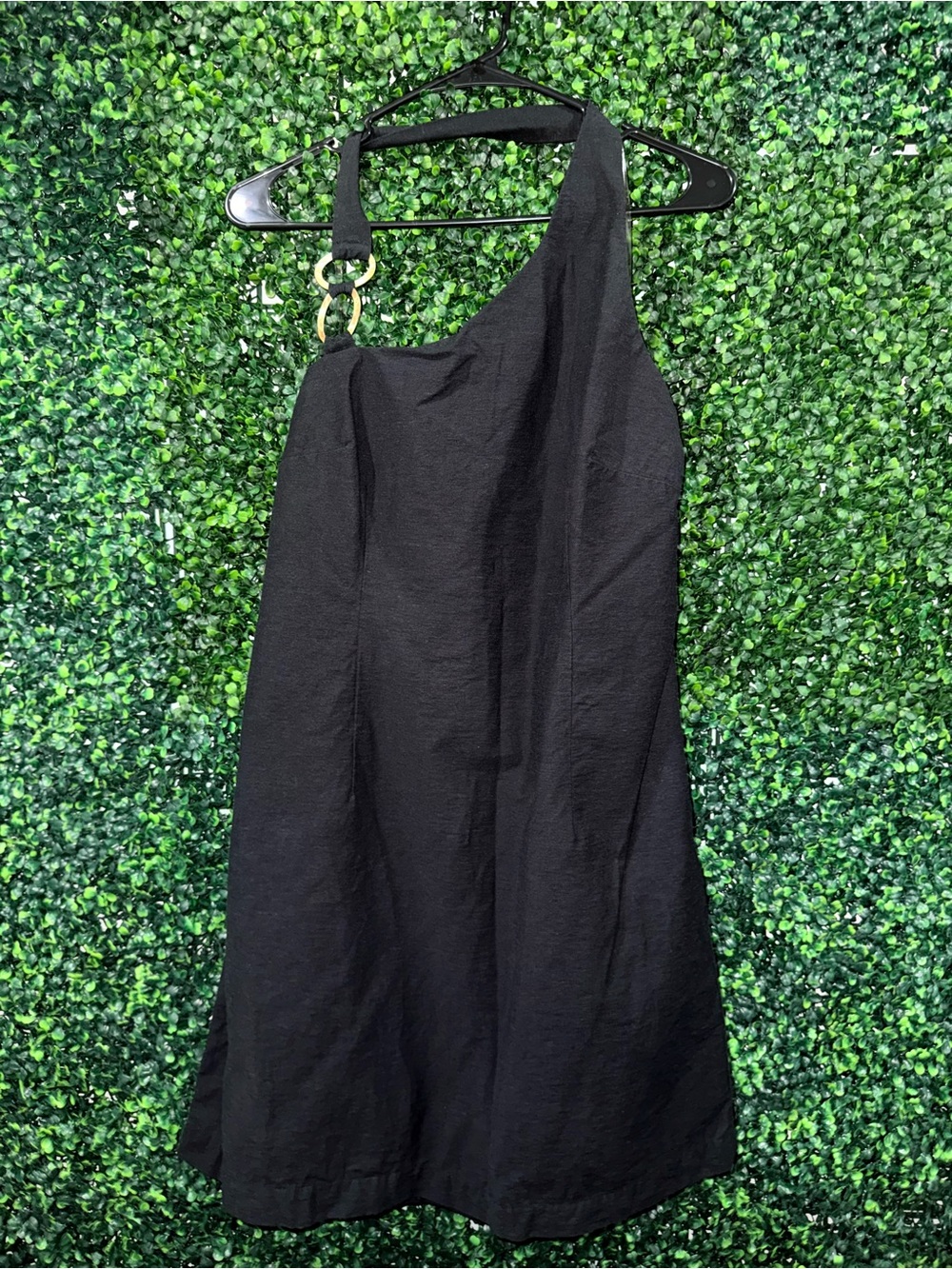 Future Collective x Jeneé Naylor Black Gold Ring Halter Mini Dress - Size 12